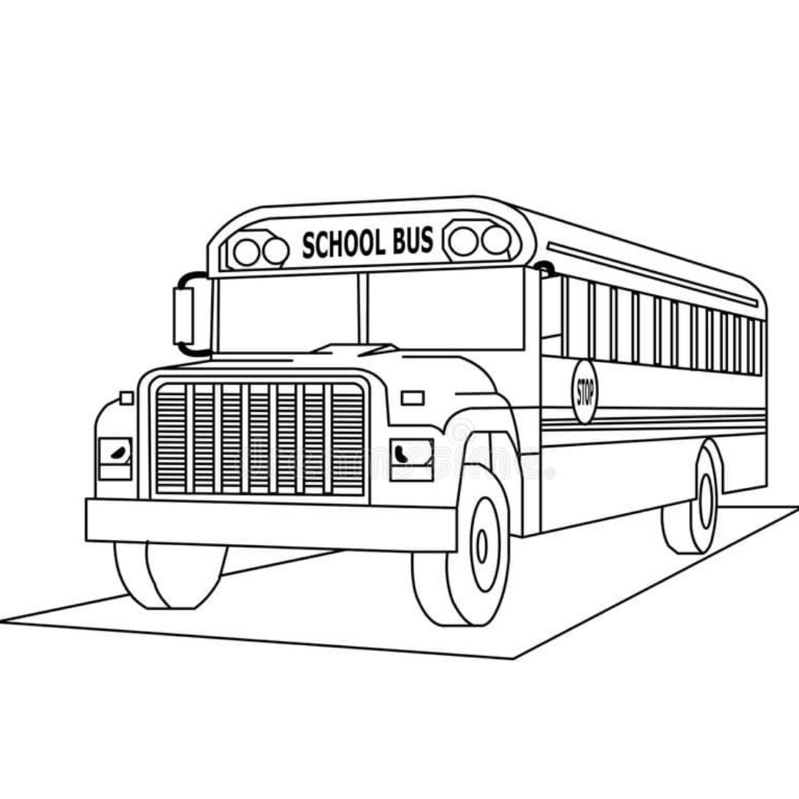 School bus, xe buýt - Set 10 Tờ Tranh Tô Màu Kích Thước A4 A5 Dành Cho Màu Sáp, Màu Chì - TRANH TÔ MÀU COLOR LAND