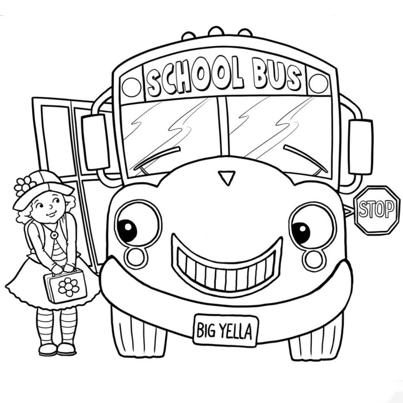 School bus, xe buýt - Set 10 Tờ Tranh Tô Màu Kích Thước A4 A5 Dành Cho Màu Sáp, Màu Chì - TRANH TÔ MÀU COLOR LAND