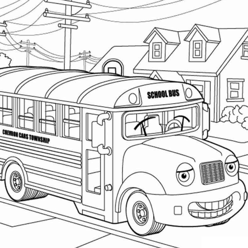 School bus, xe buýt - Set 10 Tờ Tranh Tô Màu Kích Thước A4 A5 Dành Cho Màu Sáp, Màu Chì - TRANH TÔ MÀU COLOR LAND