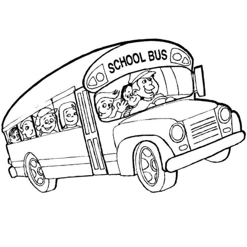 School bus, xe buýt - Set 10 Tờ Tranh Tô Màu Kích Thước A4 A5 Dành Cho Màu Sáp, Màu Chì - TRANH TÔ MÀU COLOR LAND