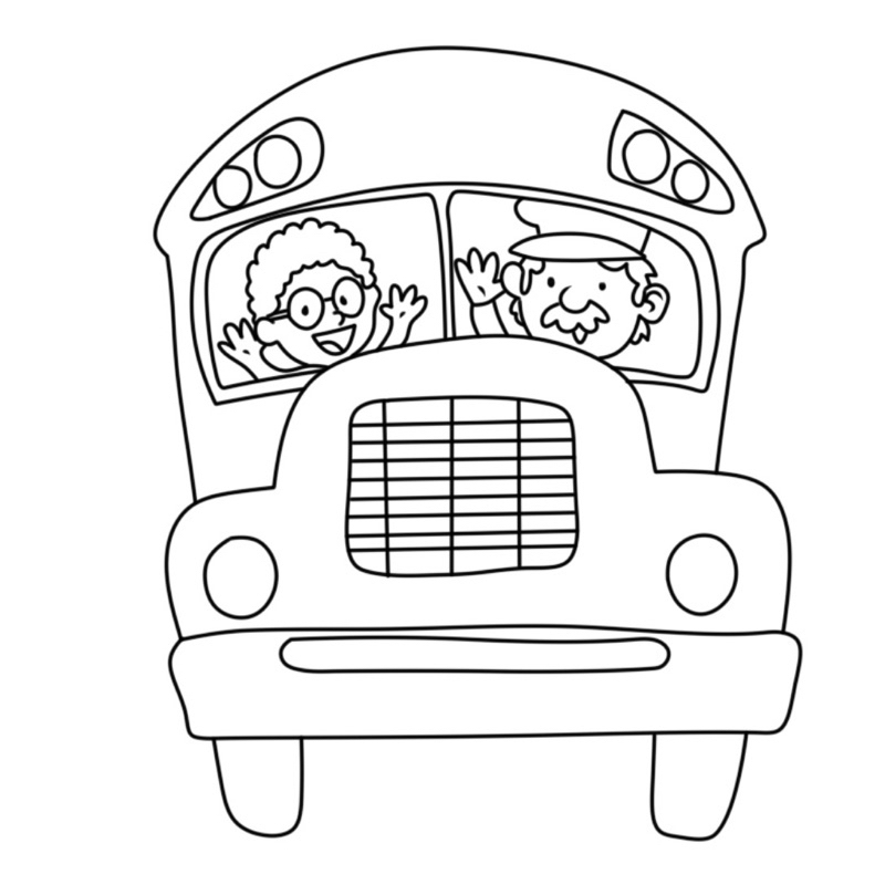 School bus, xe buýt - Set 10 Tờ Tranh Tô Màu Kích Thước A4 A5 Dành Cho Màu Sáp, Màu Chì - TRANH TÔ MÀU COLOR LAND