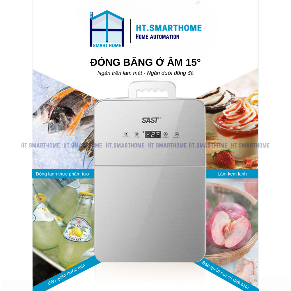 Tủ lạnh Sast 24L dung tích lớn - Tủ 2 cánh ngăn đông, ngăn mát bảo quản thực phẩm