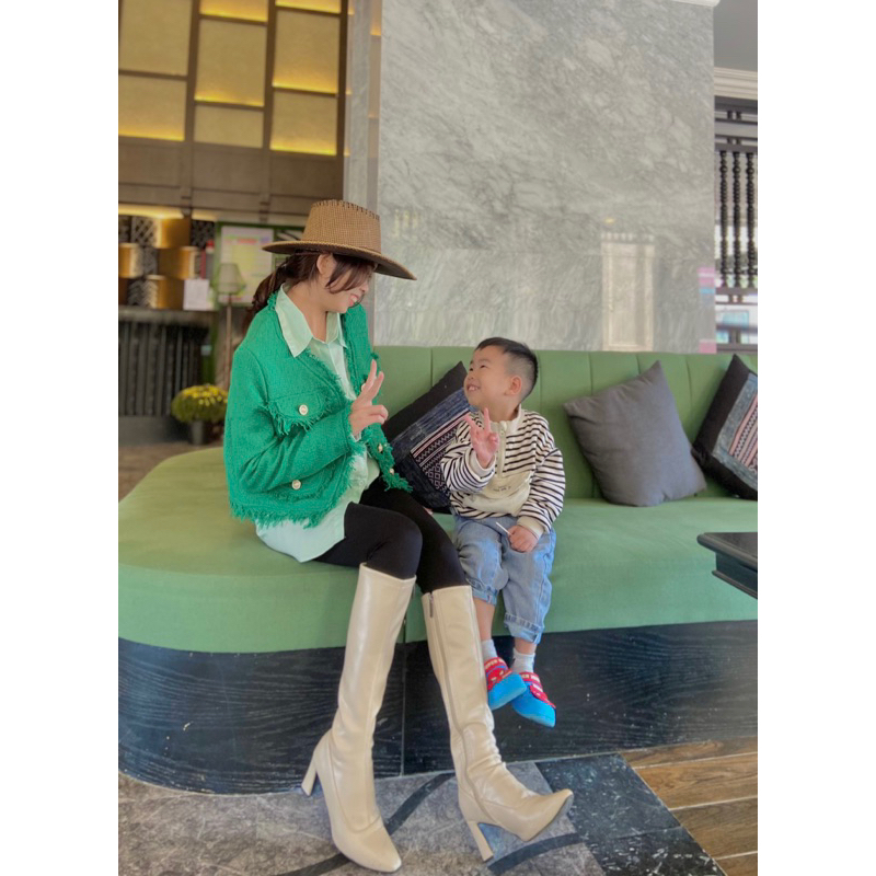 Bốt da đùi gót 7cm