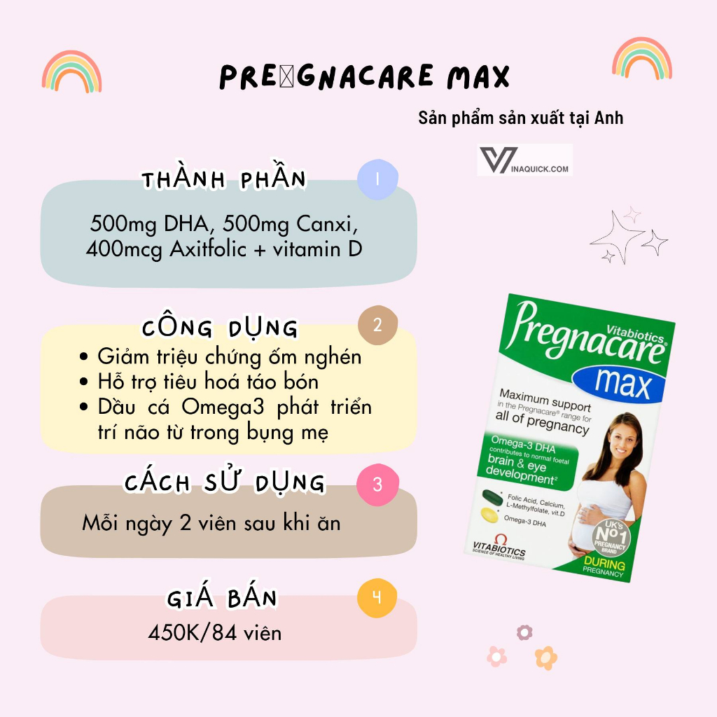 Vitamin Cho Mẹ Bầu Pregnacare Max, 84 Viên - VINAQUICK