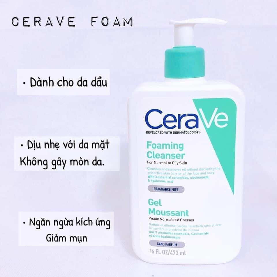 Sữa rửa mặt CeraVe Foaming Cleanser Chính Hãng dành cho da khô và da dầu hàng Trung 236ML