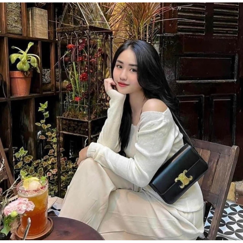 Túi đeo kẹp nách nữ hãng Ce.li.ne cao cấp ví dáng dài size 22cm khóa bấm chữ X thời trang LISA BlackPink