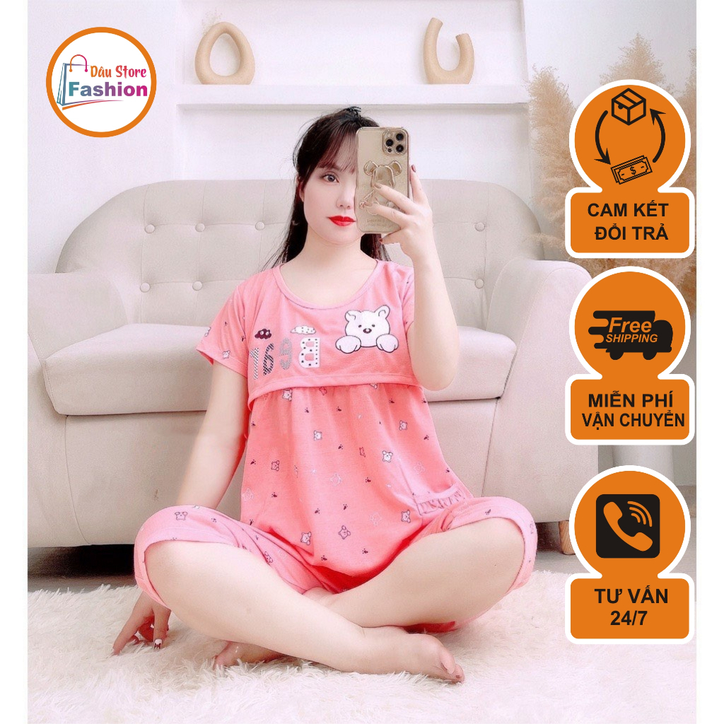 Bộ bầu lửng - bộ sau sinh - cho con bú - chất liệu cotton
