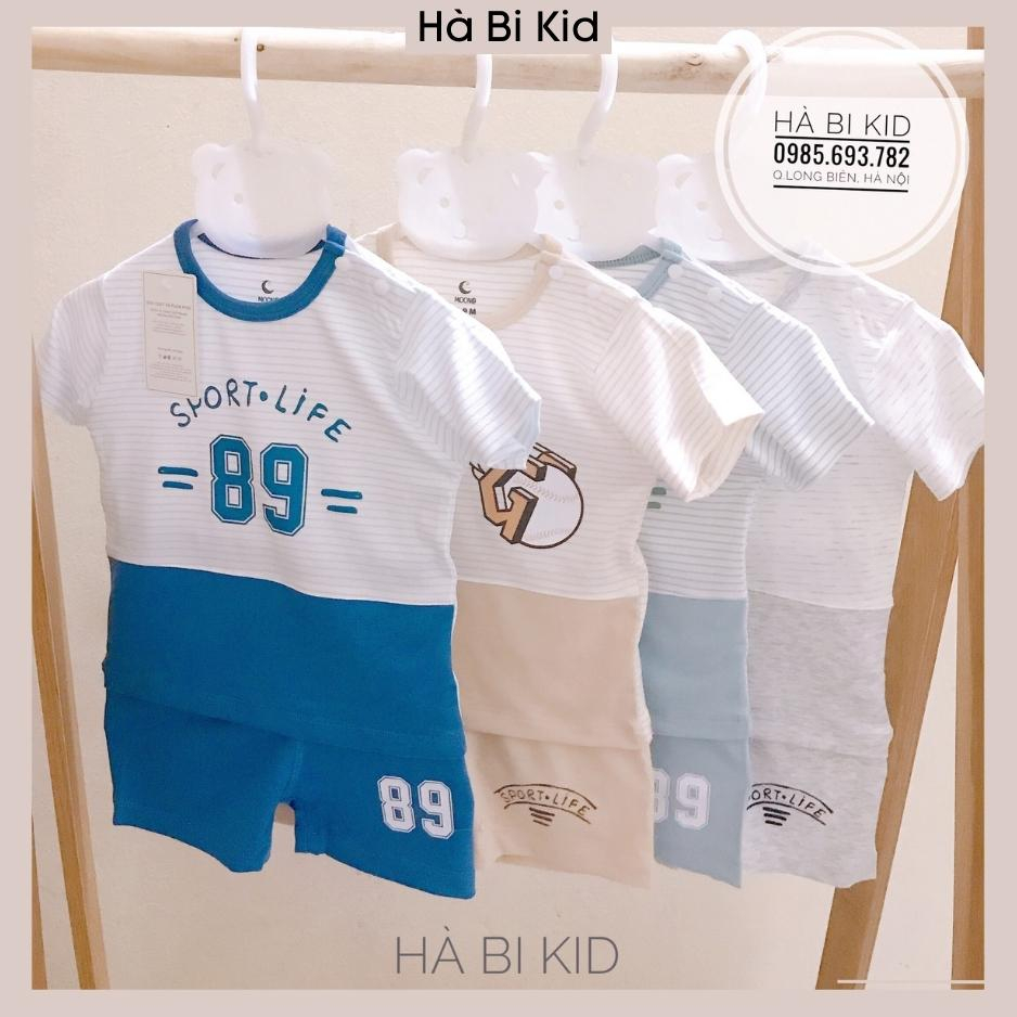 Bộ quần áo cộc tay Moon chất peptit mùa hè thoáng mát cho bé trai bé gái