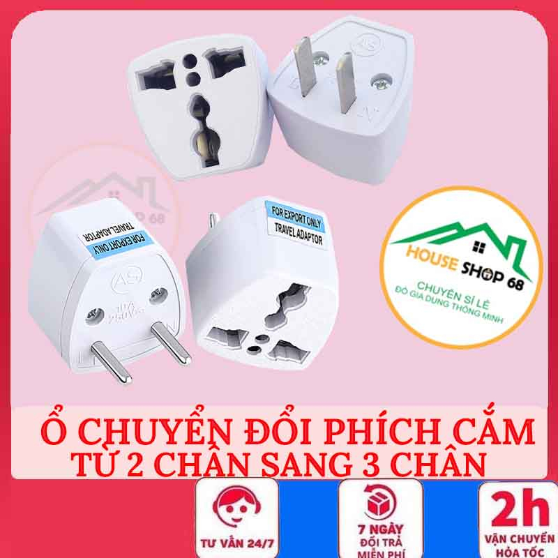 Ổ Chuyển Đổi Phích Cắm Từ 3 Chân Sang 2 Chân An Toàn Chịu Nhiệt Độ Cao Nguồn 220V - HOUSESHOP68