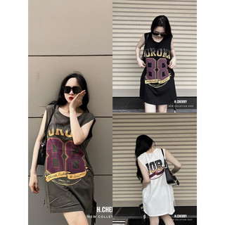 Đầm suông , váy sat nách dáng ngắn chất cotton cổ tròn in hoạ tiết số 88 freesize thời trang