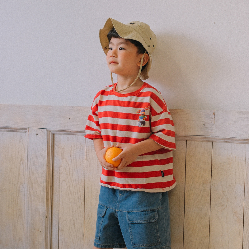 Áo phông kẻ bé trai cotton style Hàn Quốc oversized nhãn lego | Dương Oyy