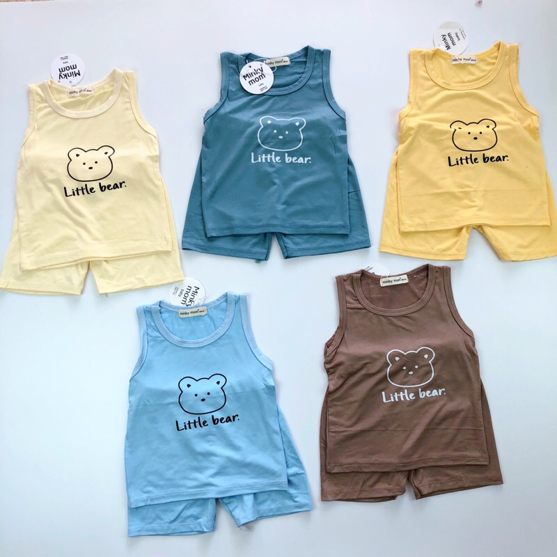 Bộ Ba Lỗ Bé Trai, Bé Gái In Hình Gấu Chất Thun Lạnh Thoáng Mát | Quần Áo Trẻ Em Mùa Hè Từ 8kg đến 18kg (DB14)