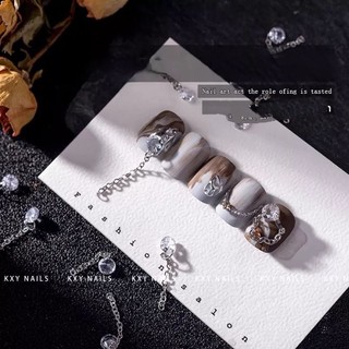 Charm xích đá trắng nail trang trí móng mã mới