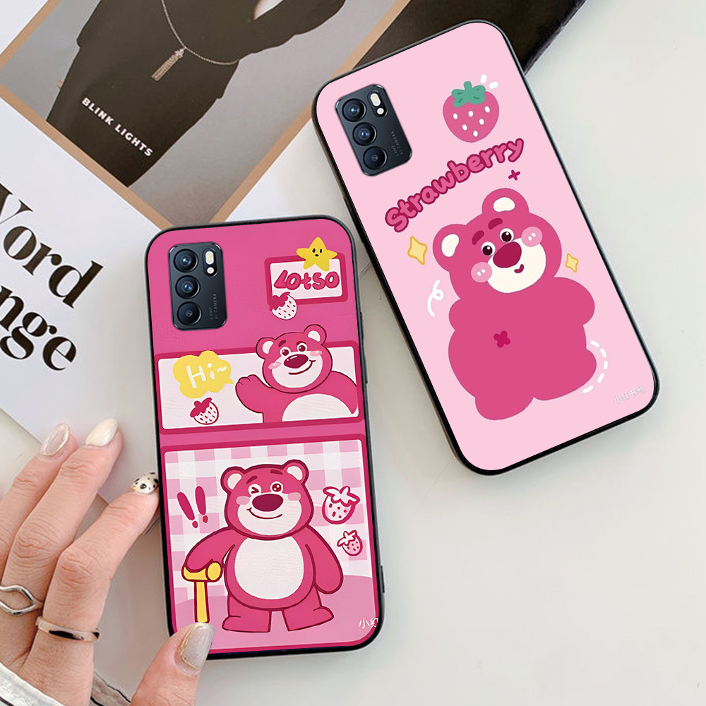 Ốp lưng oppo reno 6 4g , 5g / reno 6z / reno 6 pro / reno 6 pro plus in hình gấu dâu siêu dễ thương cute lạ