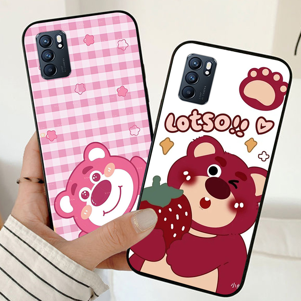Ốp lưng oppo reno 6 4g , 5g / reno 6z / reno 6 pro / reno 6 pro plus in hình gấu dâu siêu dễ thương cute lạ