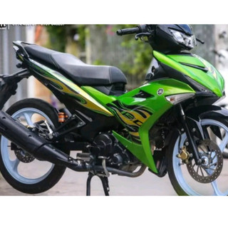 Tem rời exciter 150 xanh đen mẫu ngọn lửa