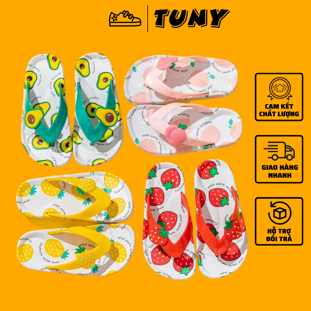 Dép tông, dép xỏ ngón mùa hè đi biển chống trượt cho bé in hình trái cây dễ thương T139