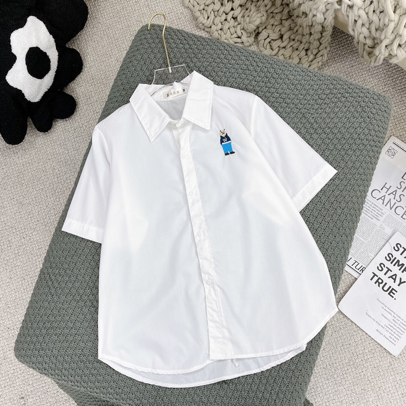 Áo sơ mi MiuMiu Nữ kiểu cách phong cách ullzzang Hàn Quốc Trẻ Trung Năng Động