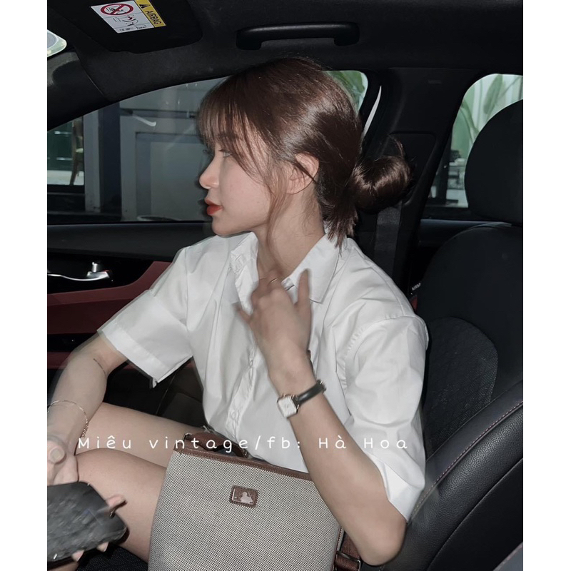 Áo sơ mi MiuMiu Nữ kiểu cách phong cách ullzzang Hàn Quốc Trẻ Trung Năng Động