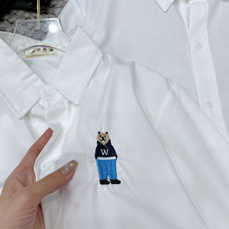 Áo sơ mi MiuMiu Nữ kiểu cách phong cách ullzzang Hàn Quốc Trẻ Trung Năng Động