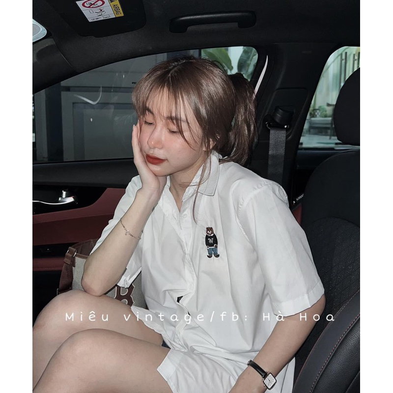 Áo sơ mi MiuMiu Nữ kiểu cách phong cách ullzzang Hàn Quốc Trẻ Trung Năng Động