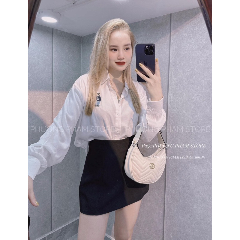 Áo sơ mi MiuMiu Nữ kiểu cách phong cách ullzzang Hàn Quốc Trẻ Trung Năng Động