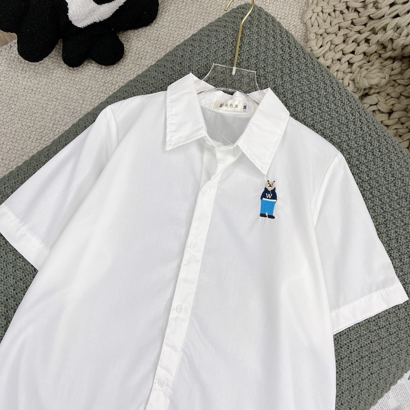 Áo sơ mi MiuMiu Nữ kiểu cách phong cách ullzzang Hàn Quốc Trẻ Trung Năng Động