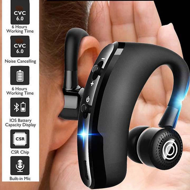 Tai nghe bluetooth nghe nhạc mini không dây GrownTech V9 gắn chip bluetooth CRS  kèm mic, nút đệm tai mẫu mới 2022