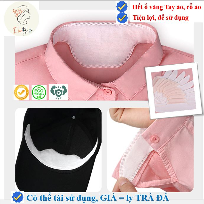 Miếng dán cổ áo sơ mi chống bẩn, Set 10 miếng dán mũ nón, tay áo, thấm hút mồ hôi khử mùi loại lớn DL05