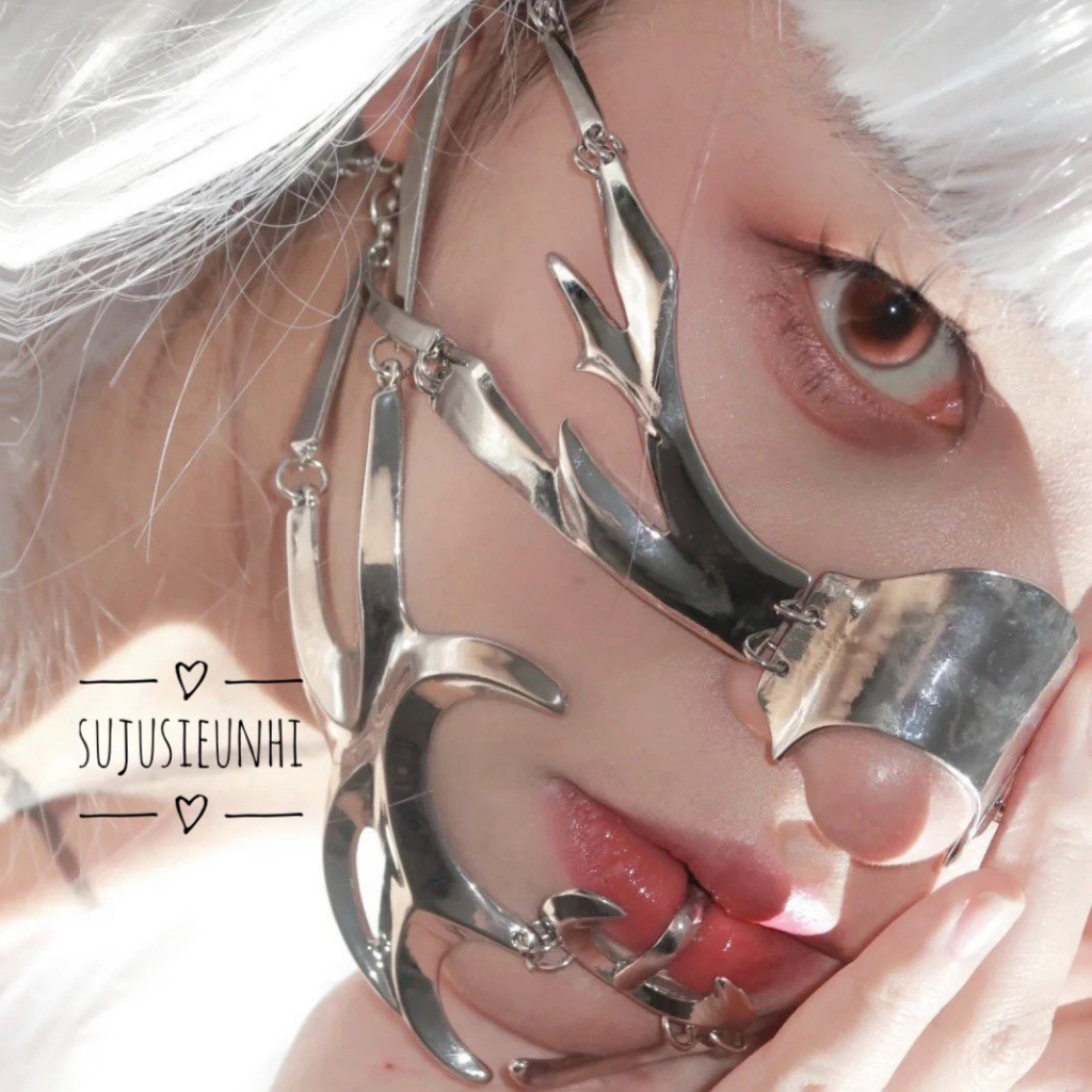 mặt nạ kim loại Cyberpunk đeo cằm chụp ảnh thiết kế đặc biệt có thể điều chỉnh kích cỡ