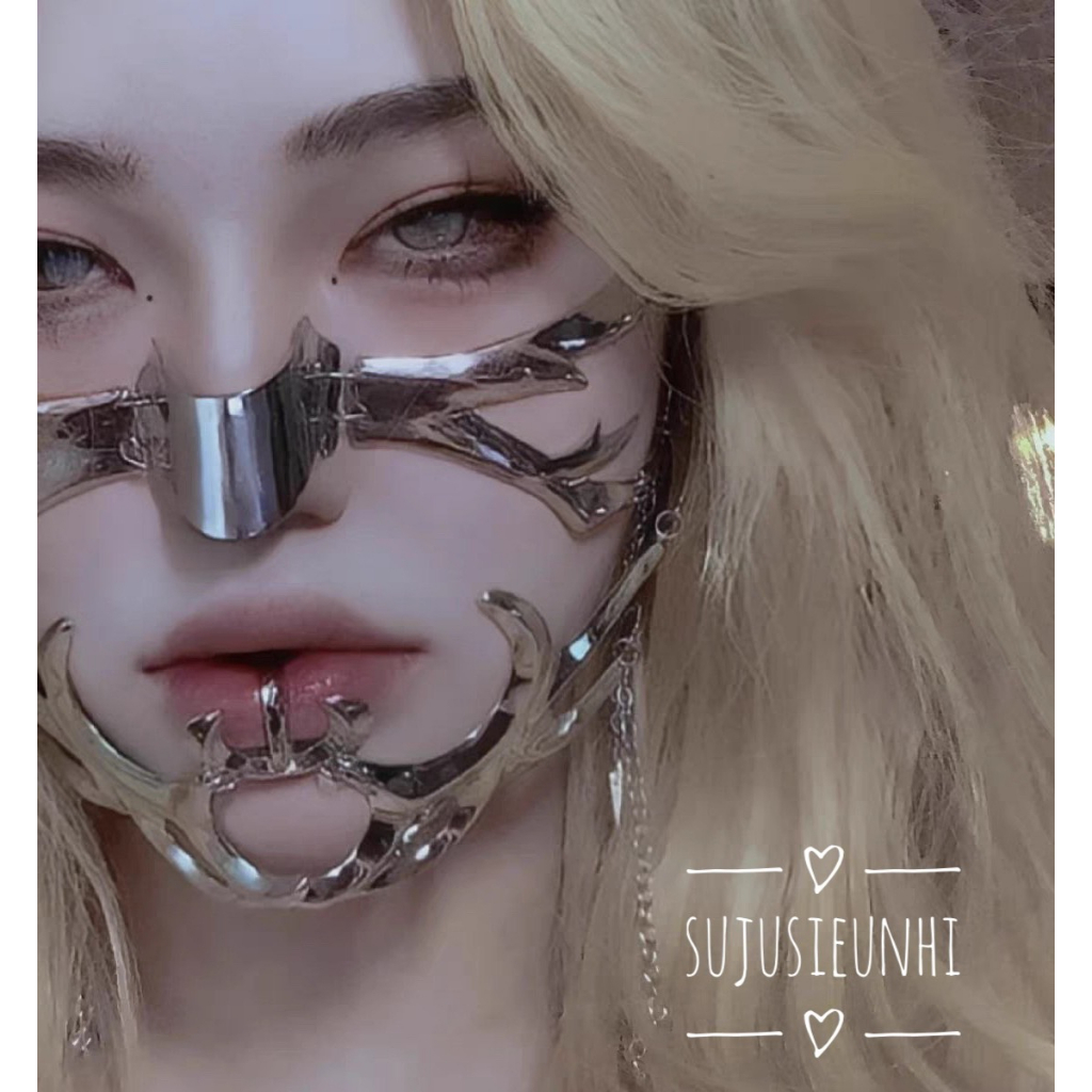 mặt nạ kim loại Cyberpunk đeo cằm chụp ảnh thiết kế đặc biệt có thể điều chỉnh kích cỡ