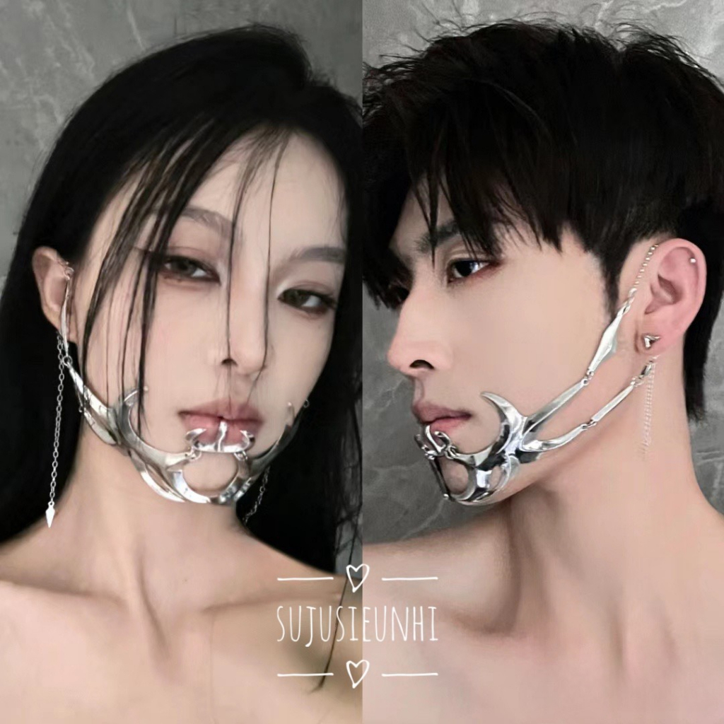 mặt nạ kim loại Cyberpunk đeo cằm chụp ảnh thiết kế đặc biệt có thể điều chỉnh kích cỡ
