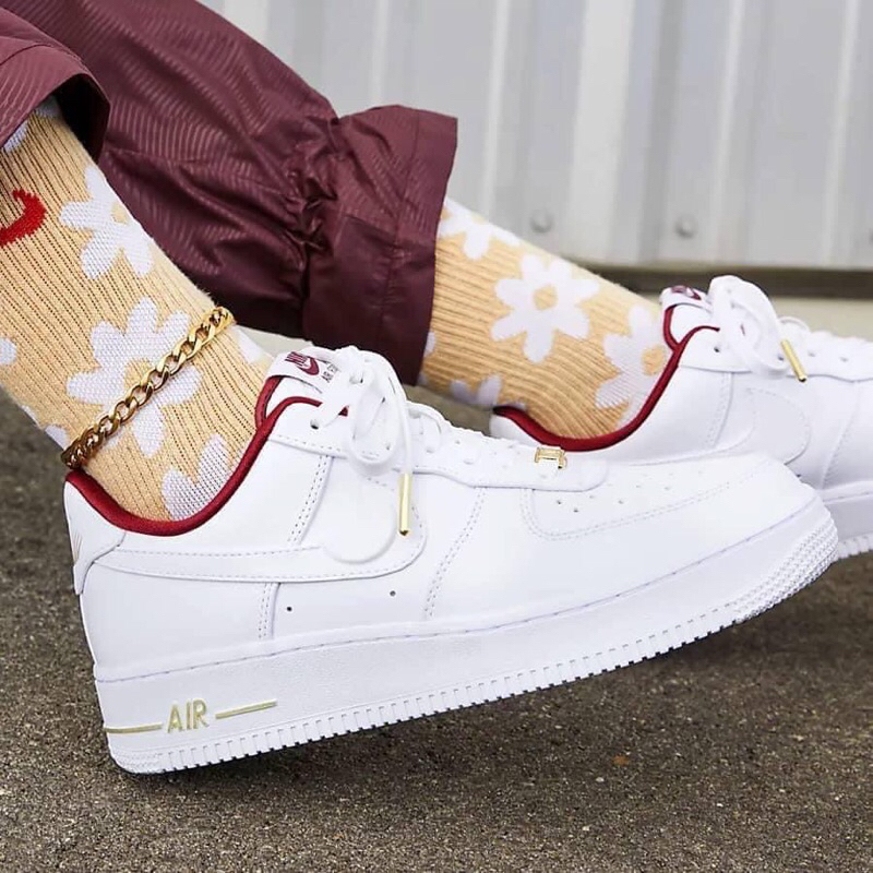 Giày AF1 Low Jusdoit Hangtag White Red Da Thật