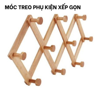 [Giá Xưởng] Móc treo phụ kiện gắn tường xếp gọn bằng gỗ thông