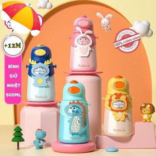 GIÁ  TỐT  - FREE  SHIPP] Bình nước giữ nhiệt cho bé Kichilachi 500 mL, Bằng thép không Gỉ 316 nhiều họa tiết.