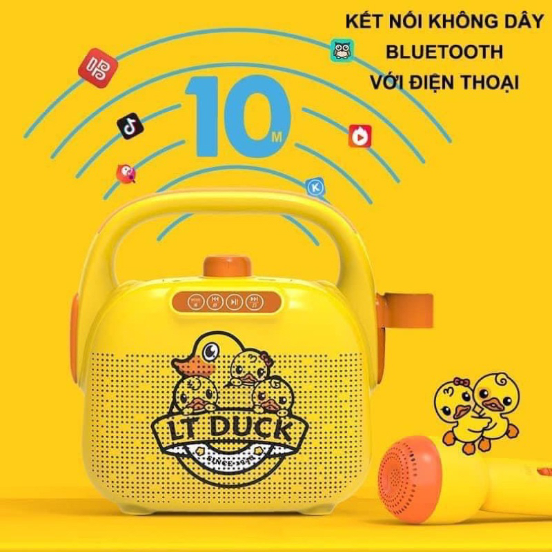 Loa kèm Micro Bluethooth Hình Chú Vịt Vàng Siêu Đáng Yêu Cho Bé Trai & Bé Gái