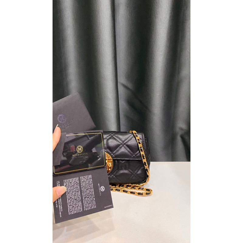 Túi si hiệu METROCITY của Ý da dê trần trám form mini