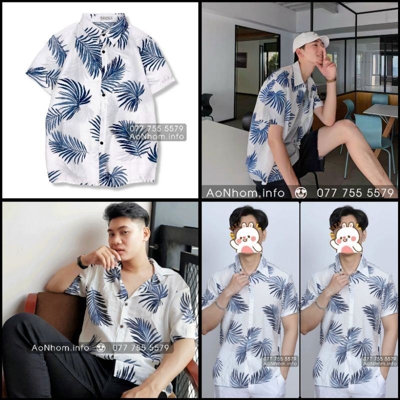 Áo Sơ Mi ĐI Biển Nam Nữ, Áo Đi Biển Bigsize Nam Nữ Vải Thoáng Mát, Áo Sơ Mi Hawaii Họa Tiết Hoa Lá - Lá Cây