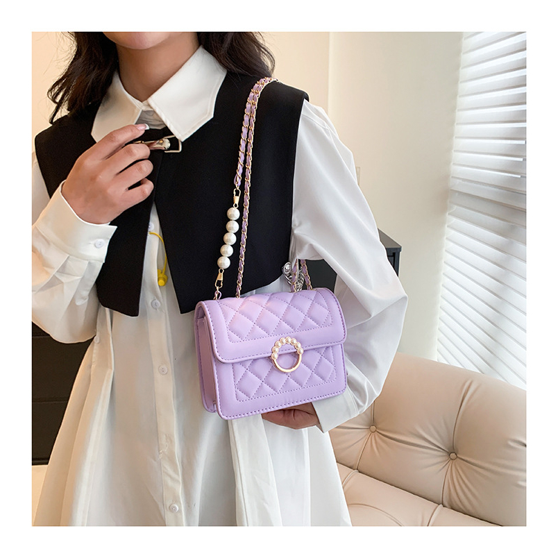 Túi xách nữ kẹp nách đeo chéo da PU mềm đính hạt ngọc sang chảnh - T002