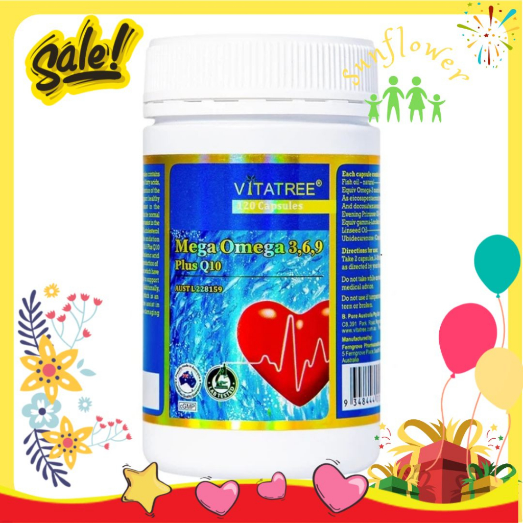 Viên uống Vitatree Mega Omega 369 Plus CoQ10 120 viên hỗ trợ sức khỏe tim mạch và não bộ