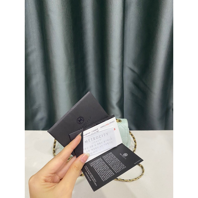 Túi si hiệu METROCITY của Ý da bò hạt trần trám form mini