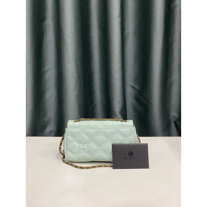 Túi si hiệu METROCITY của Ý da bò hạt trần trám form mini