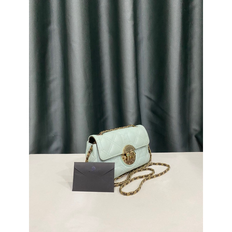 Túi si hiệu METROCITY của Ý da bò hạt trần trám form mini