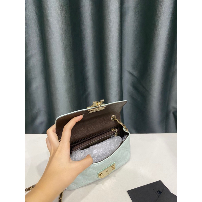 Túi si hiệu METROCITY của Ý da bò hạt trần trám form mini