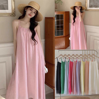 Váy hai dây maxi đi biển đầm hai dây cổ vuông dáng dài kiểu Hàn nhiều màu xinh