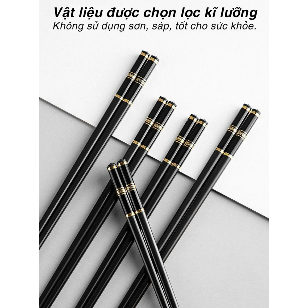 Đũa ăn cơm chống trượt, Đũa cao cấp kháng khuẩn sang trọng sét 10 đôi phong cách Hàn Quốc