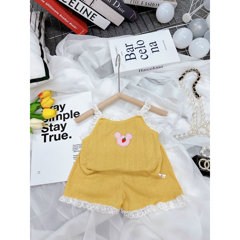 Bộ thun ren micky cho bé gái