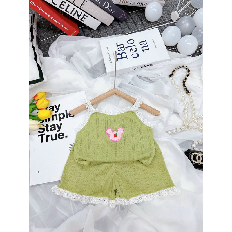 Bộ thun ren micky cho bé gái