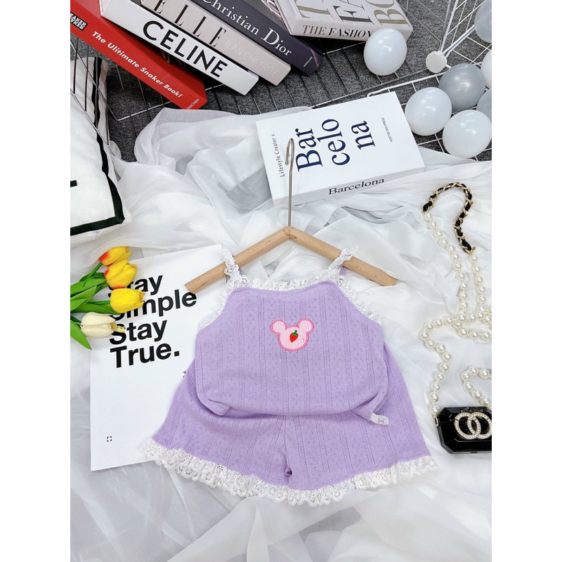Bộ thun ren micky cho bé gái