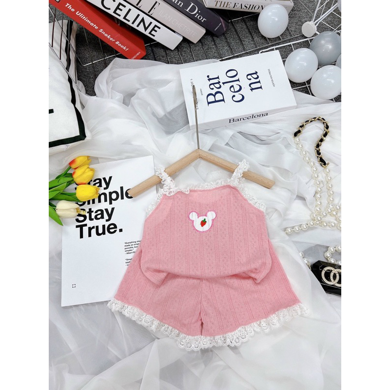 Bộ thun ren micky cho bé gái